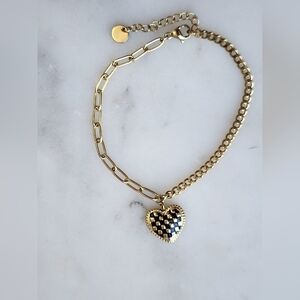 Stainless Steel Heart Charm Bracelet